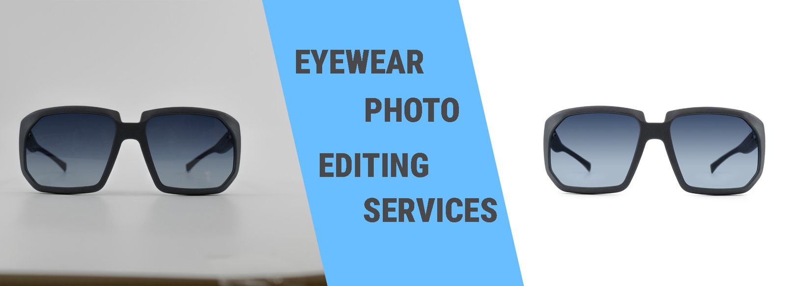 Professional eyewear photo editing services including dust removal, reflection control, shadow enhancement, color correction, and background cleanup to make your sunglasses and optical products stand out for e-commerce and advertising.
